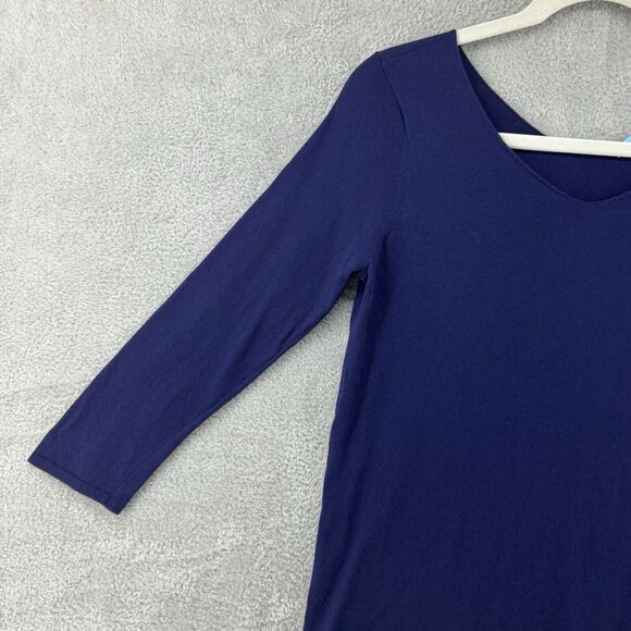 J McLaughlin Top Women S Blue Knit Lightweight Cashmere Blend V-Neck 3/4 Sleeve - Picture 5 of 13